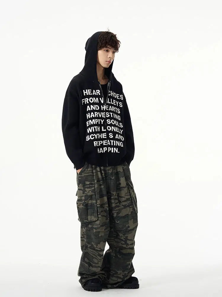 Text Print Hooded Sweater