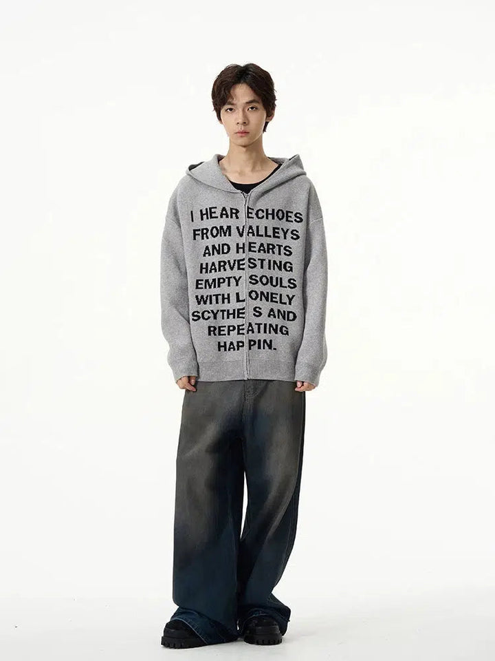 Text Print Hooded Sweater