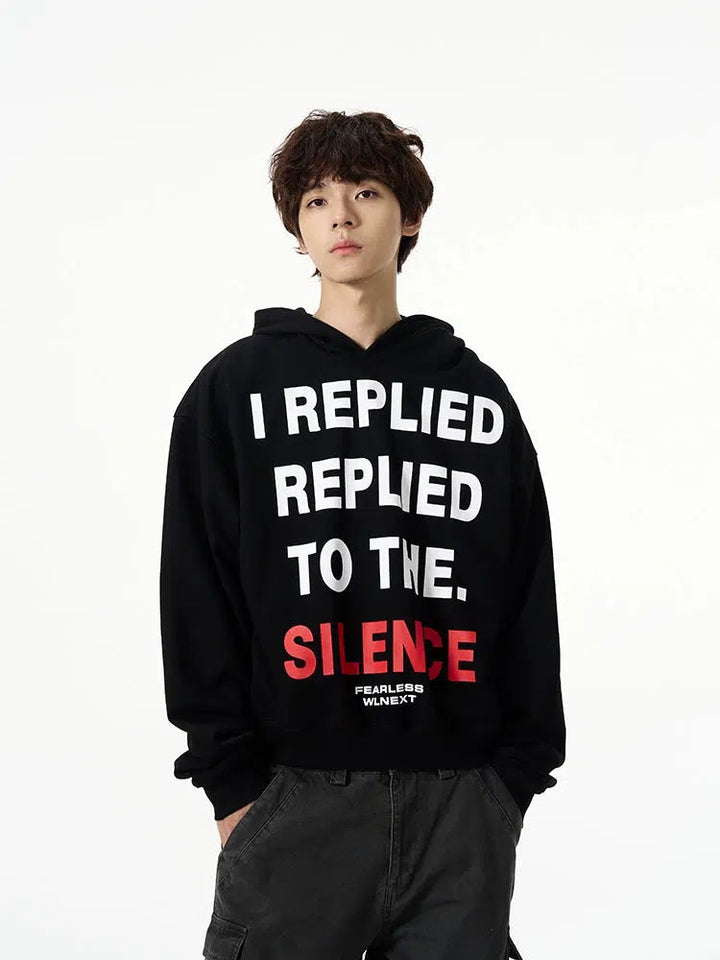 Text Print Hooded Sweatshirt