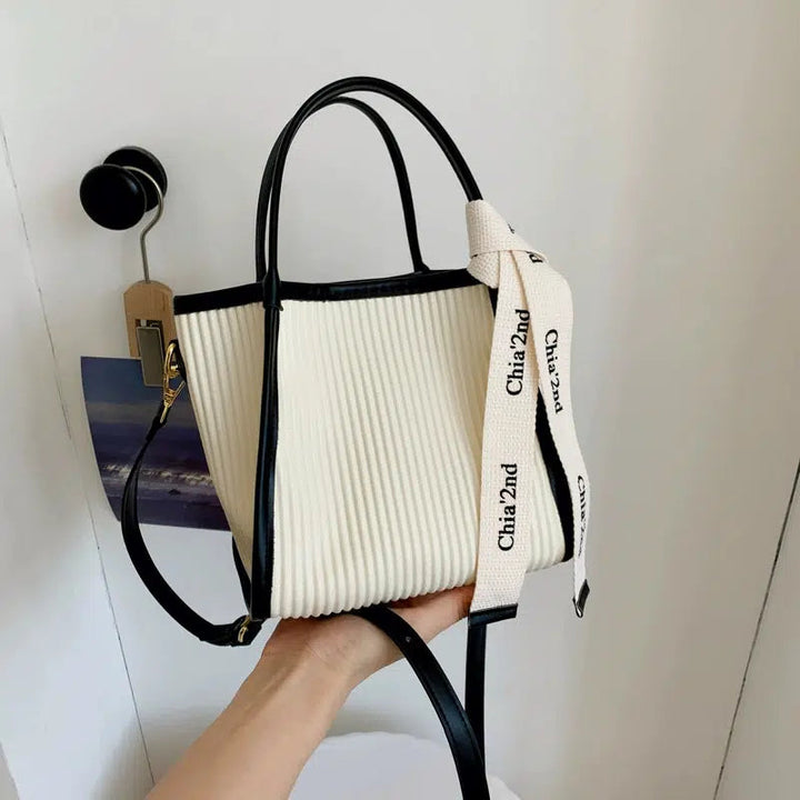 Textured Bucket Shaped Handbag