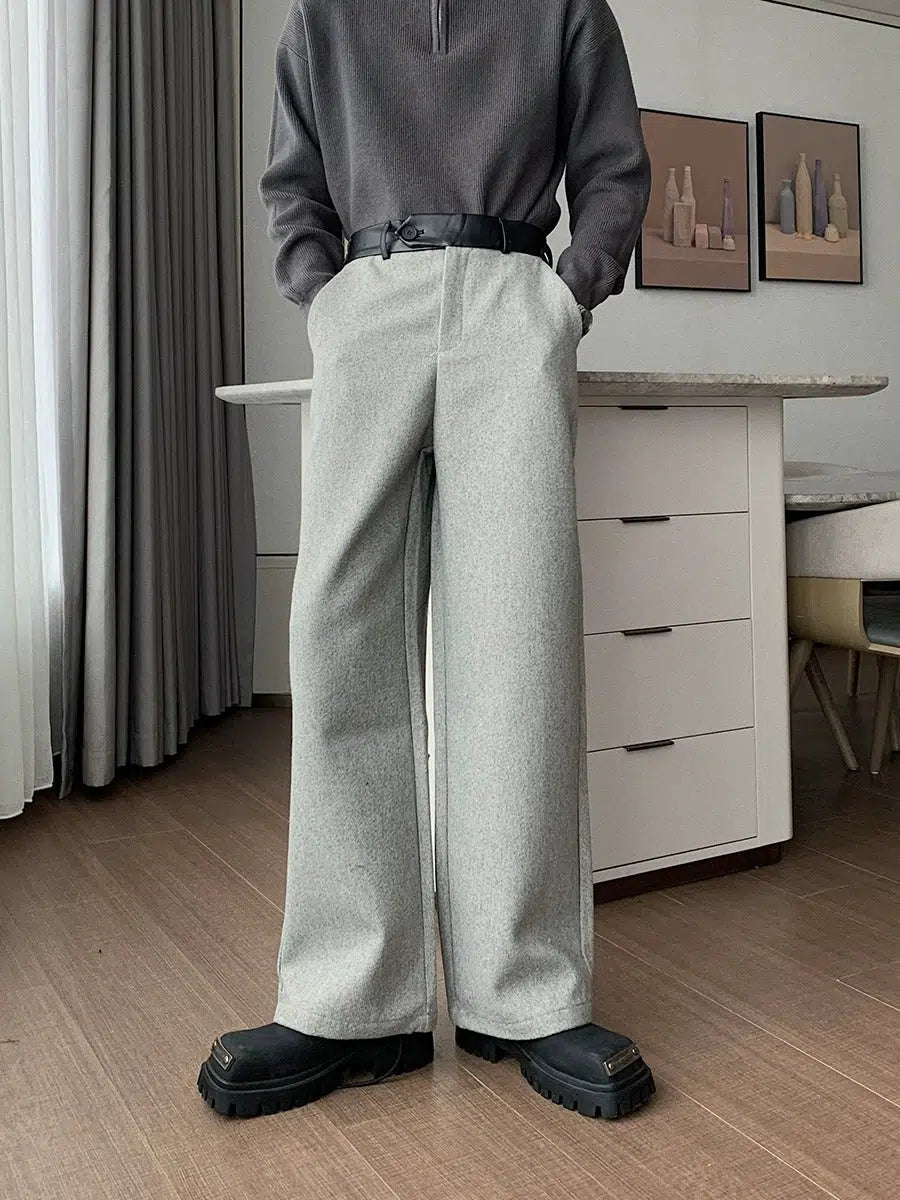 Thickened Straight-leg Pleated Pants