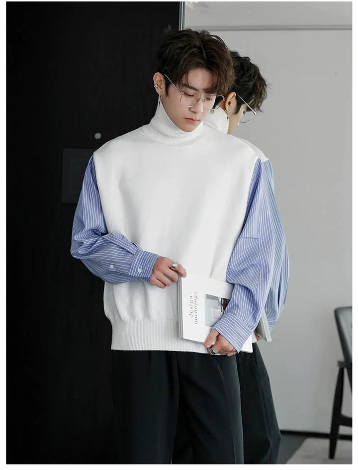 Striped Sleeve Turtleneck Sweater