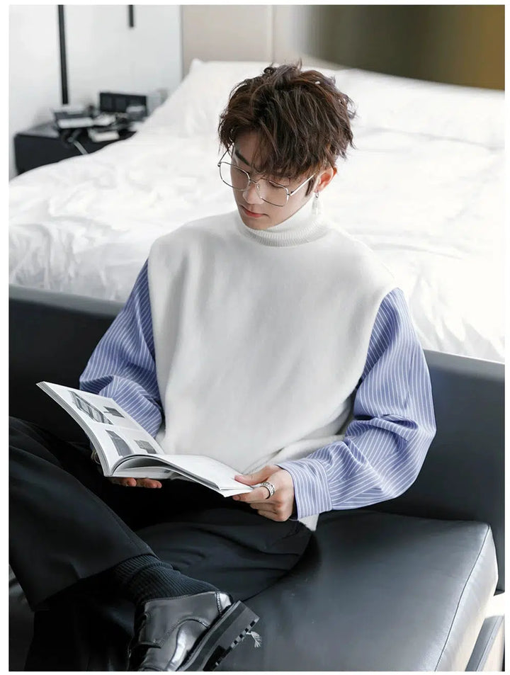 Striped Sleeve Turtleneck Sweater