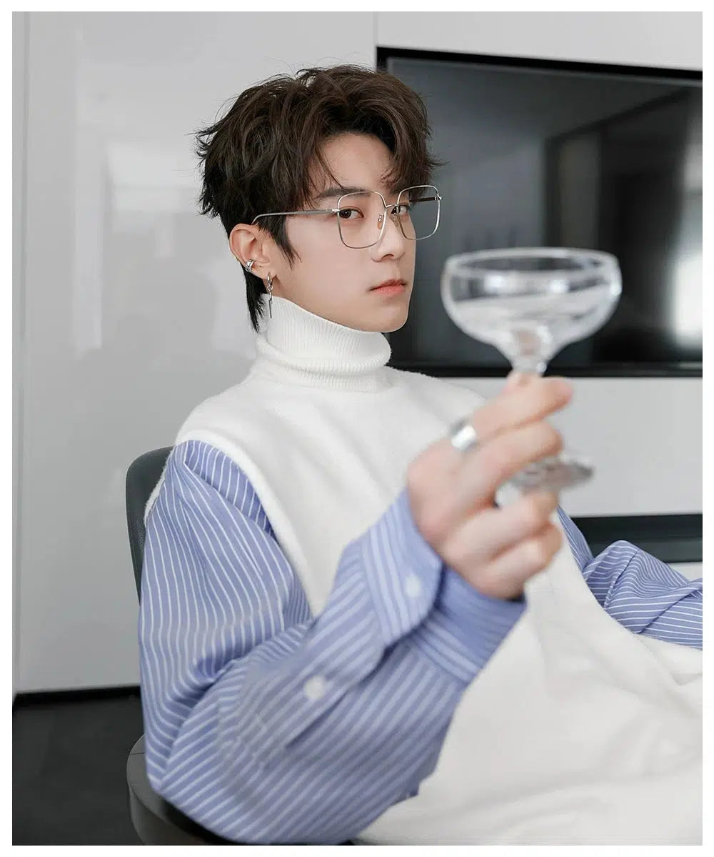 Striped Sleeve Turtleneck Sweater