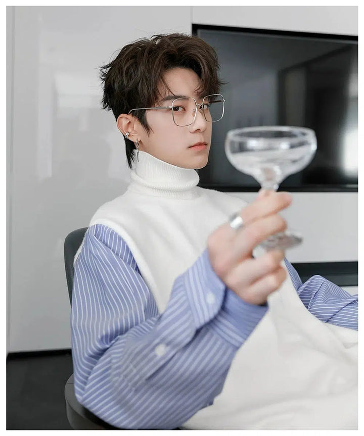 Striped Sleeve Turtleneck Sweater