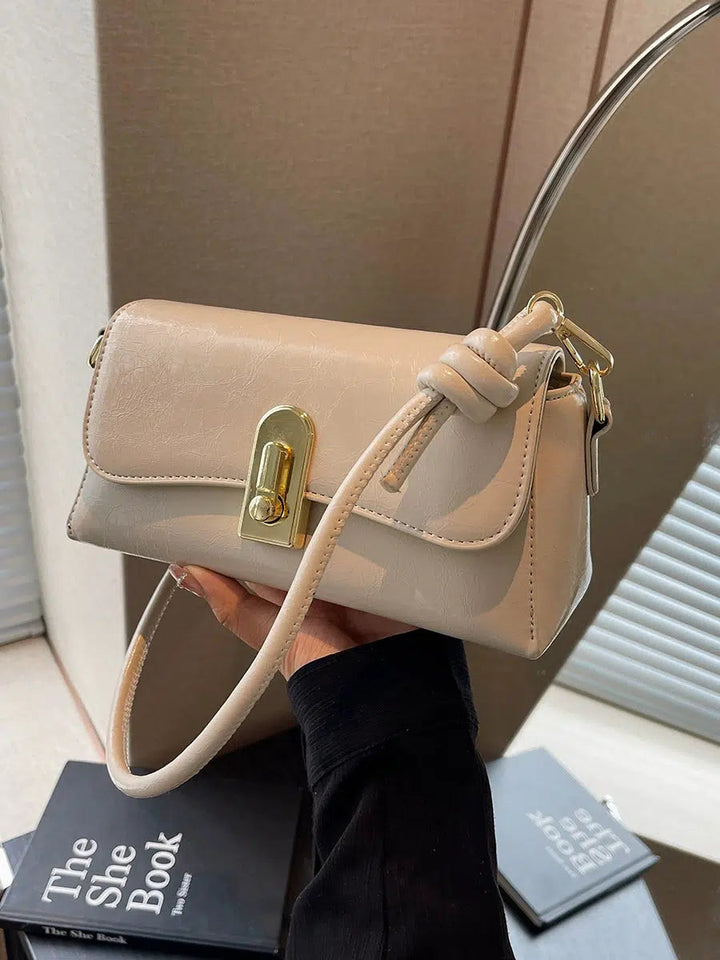 Twist Lock Closure Leather Shoulder Bag