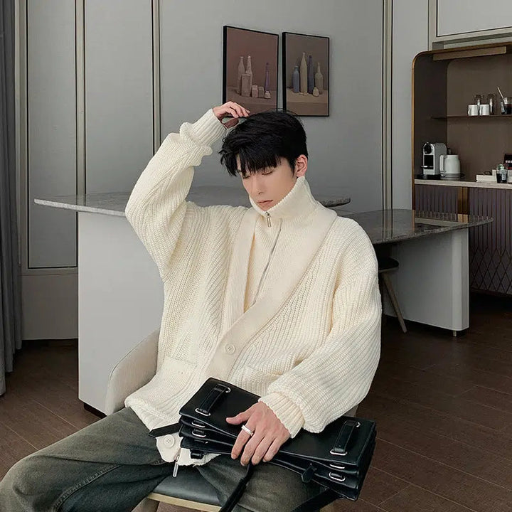 Two-piece Turtleneck Cardigan Jacket