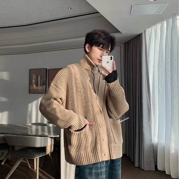 Two-piece Turtleneck Cardigan Jacket