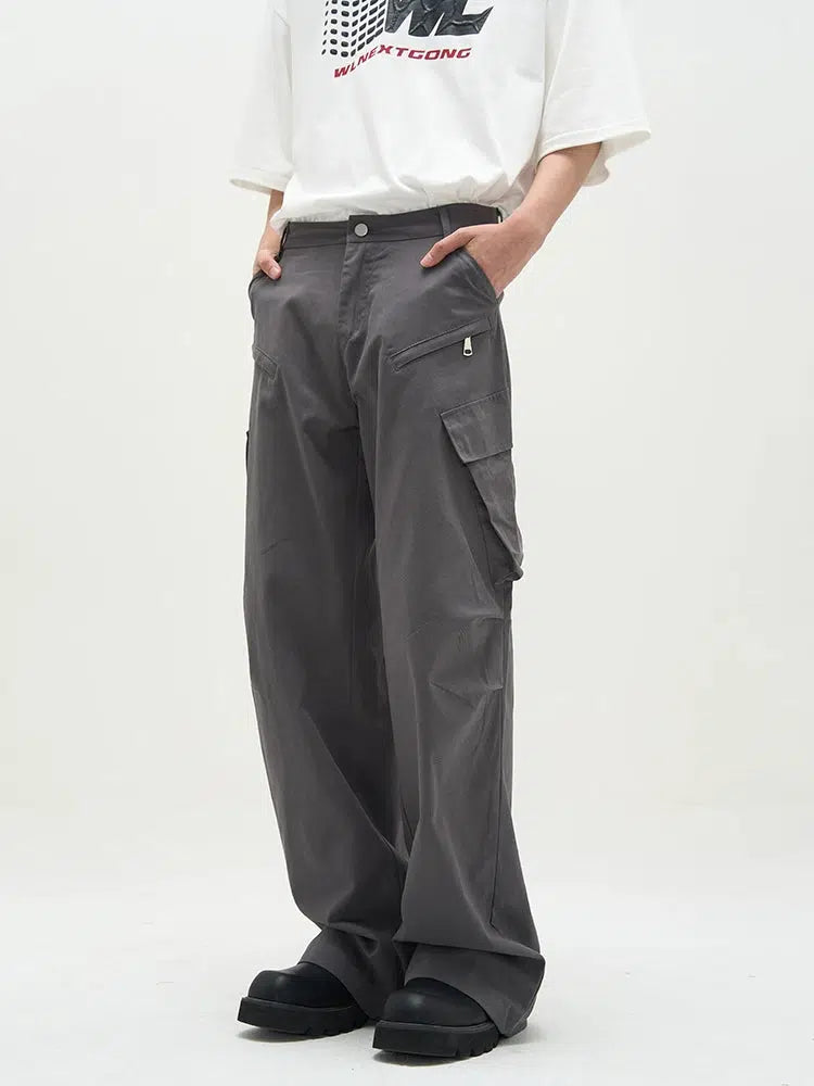 Unisex Elastic Band Straight Pants