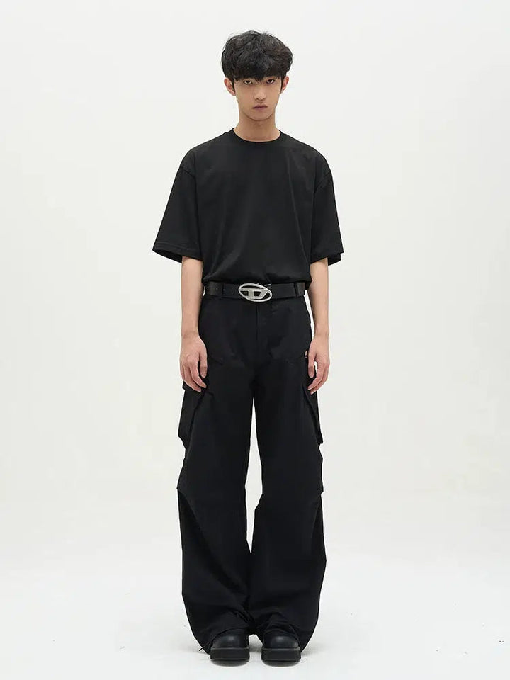 Unisex Elastic Band Straight Pants