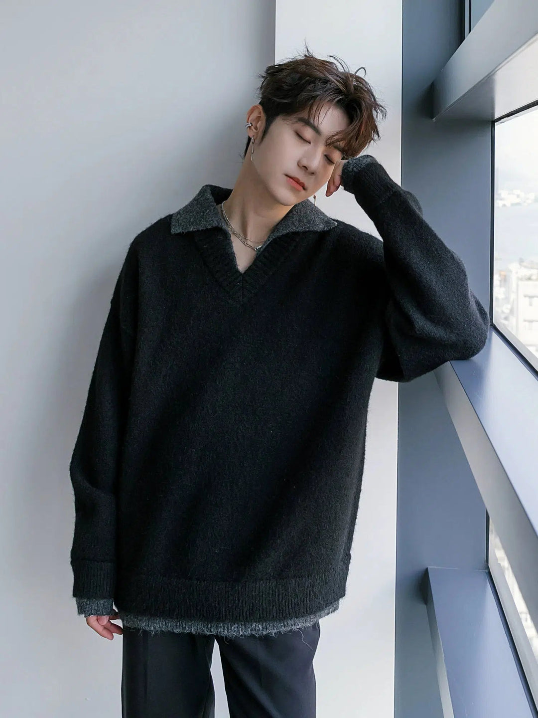 V-Neck Knitwear Sweater