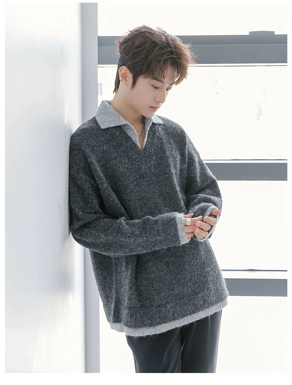 V-Neck Knitwear Sweater