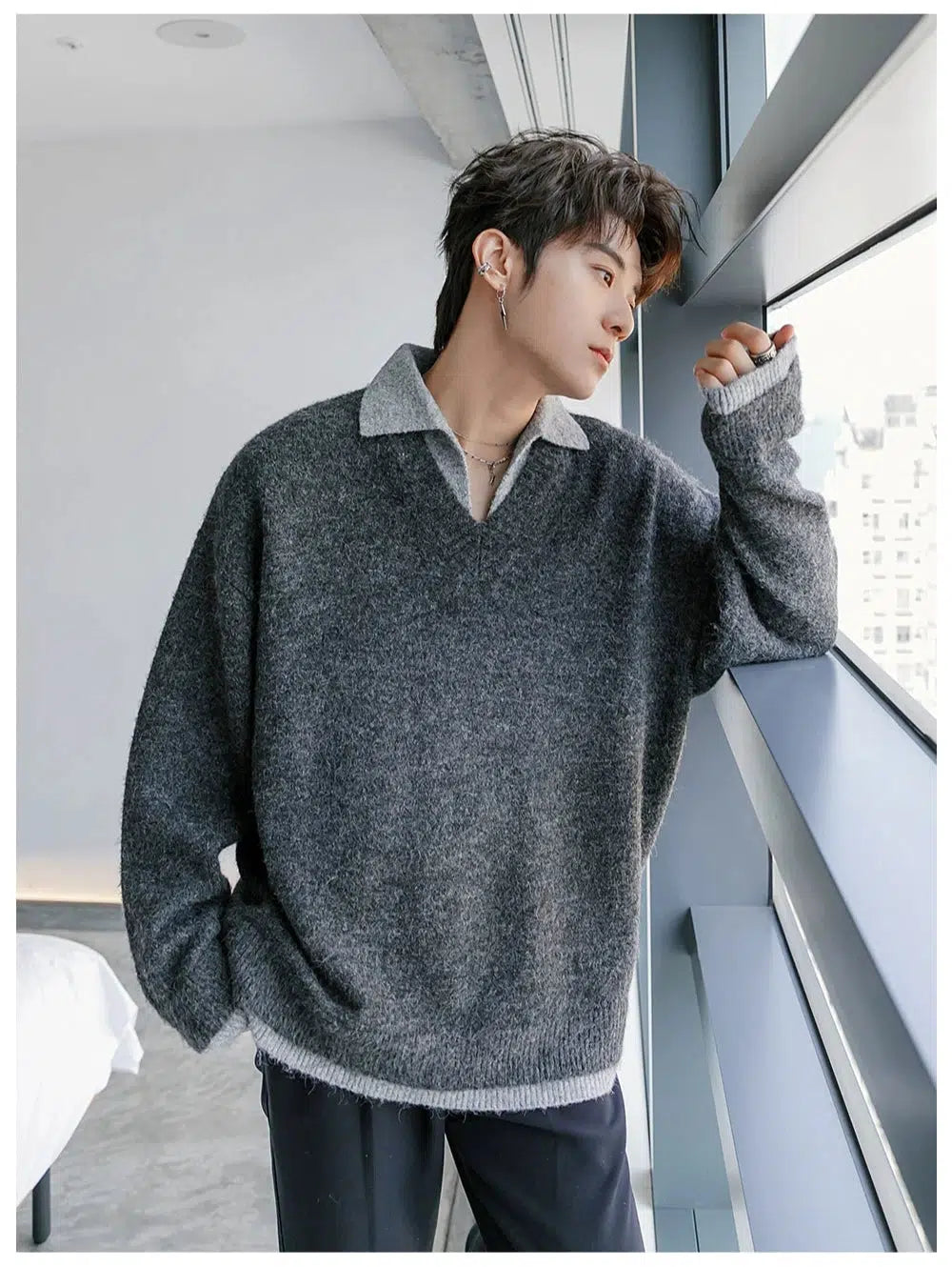 V-Neck Knitwear Sweater