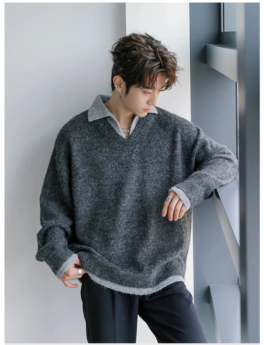 V-Neck Knitwear Sweater