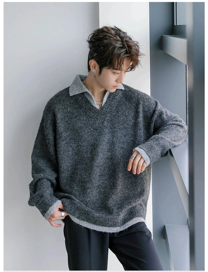 V-Neck Knitwear Sweater