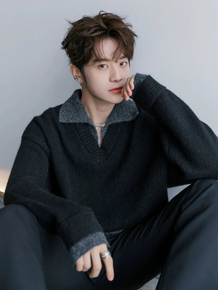 V-Neck Knitwear Sweater