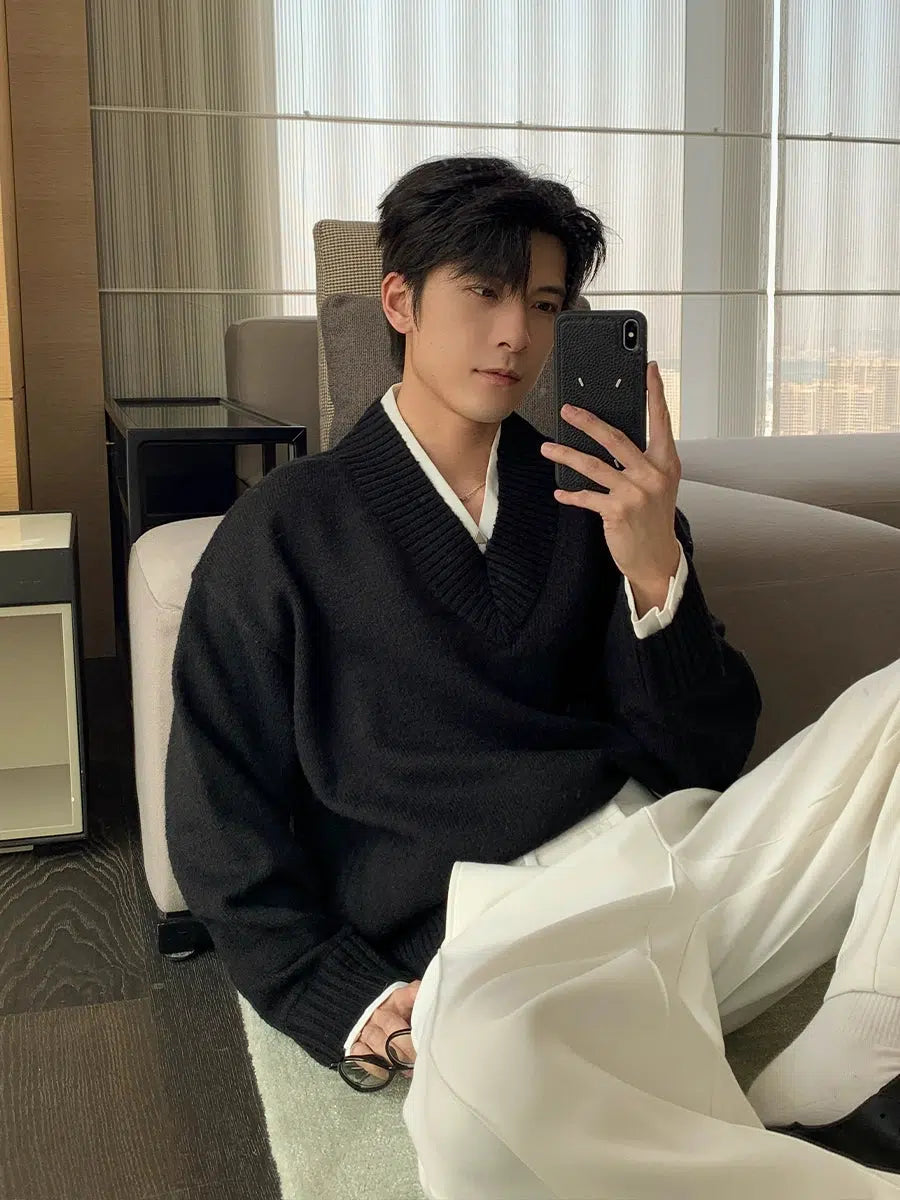 V-Neck Two-piece Knit Sweater