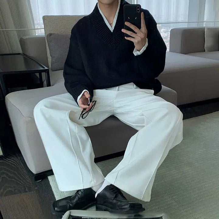 V-Neck Two-piece Knit Sweater