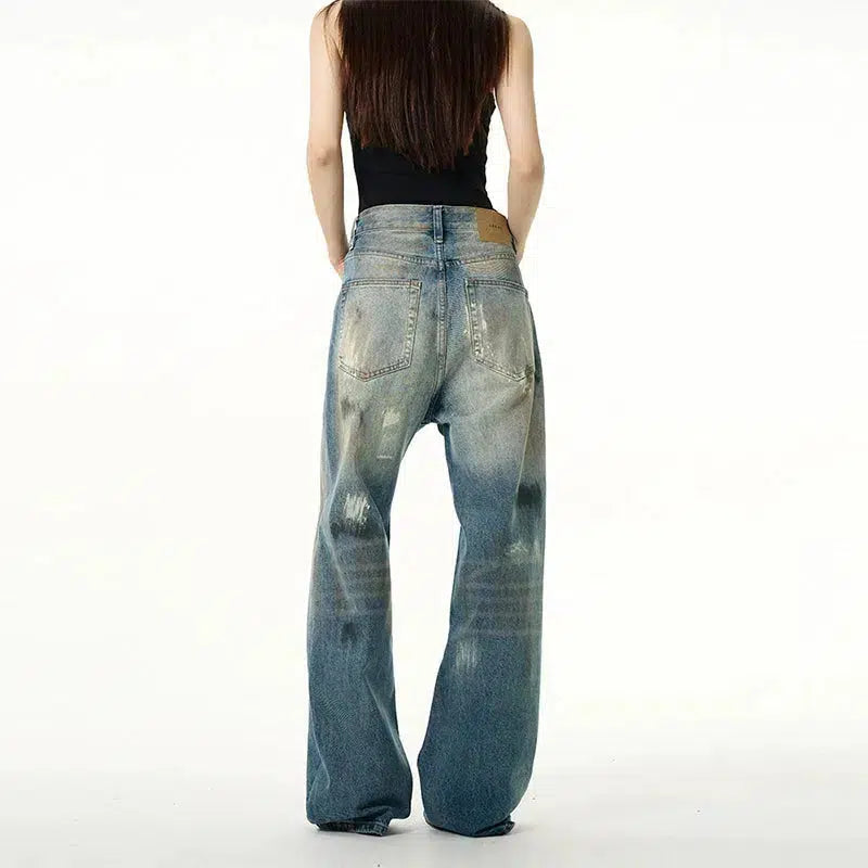 Vintage Distressed Wide-Leg Jeans