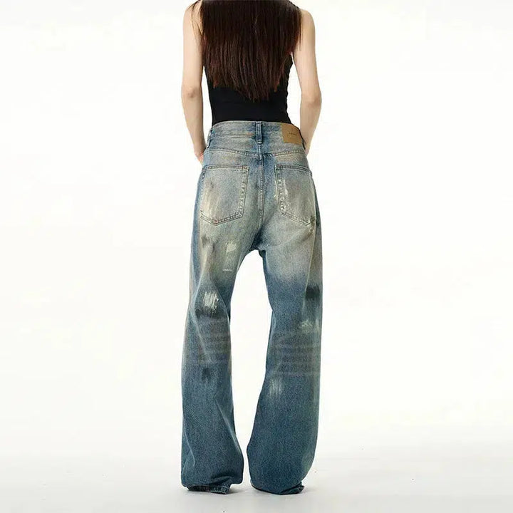 Vintage Distressed Wide-Leg Jeans