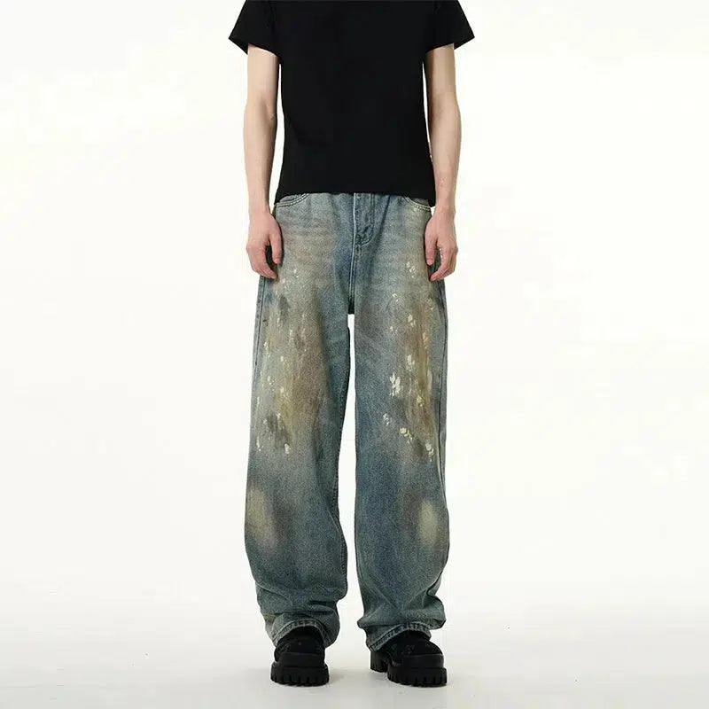 Vintage Distressed Wide-Leg Jeans