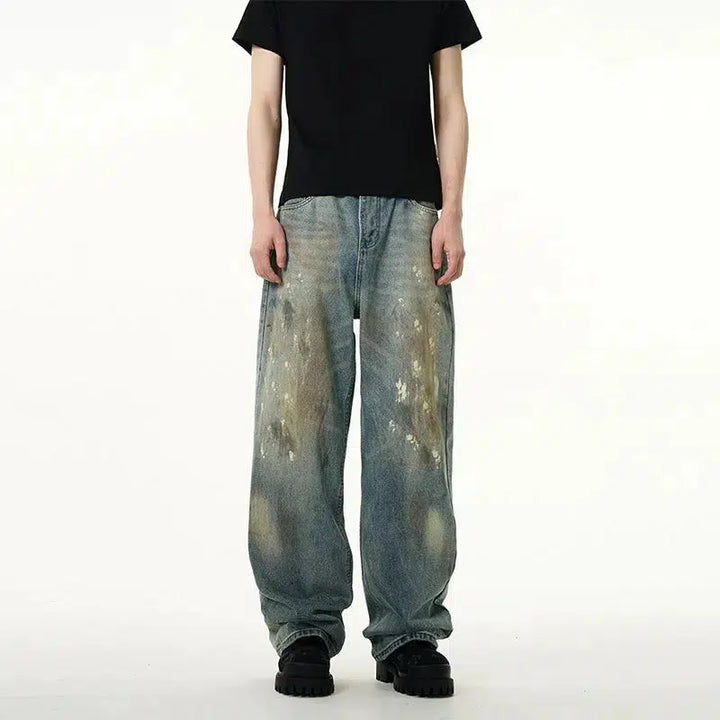 Vintage Distressed Wide-Leg Jeans