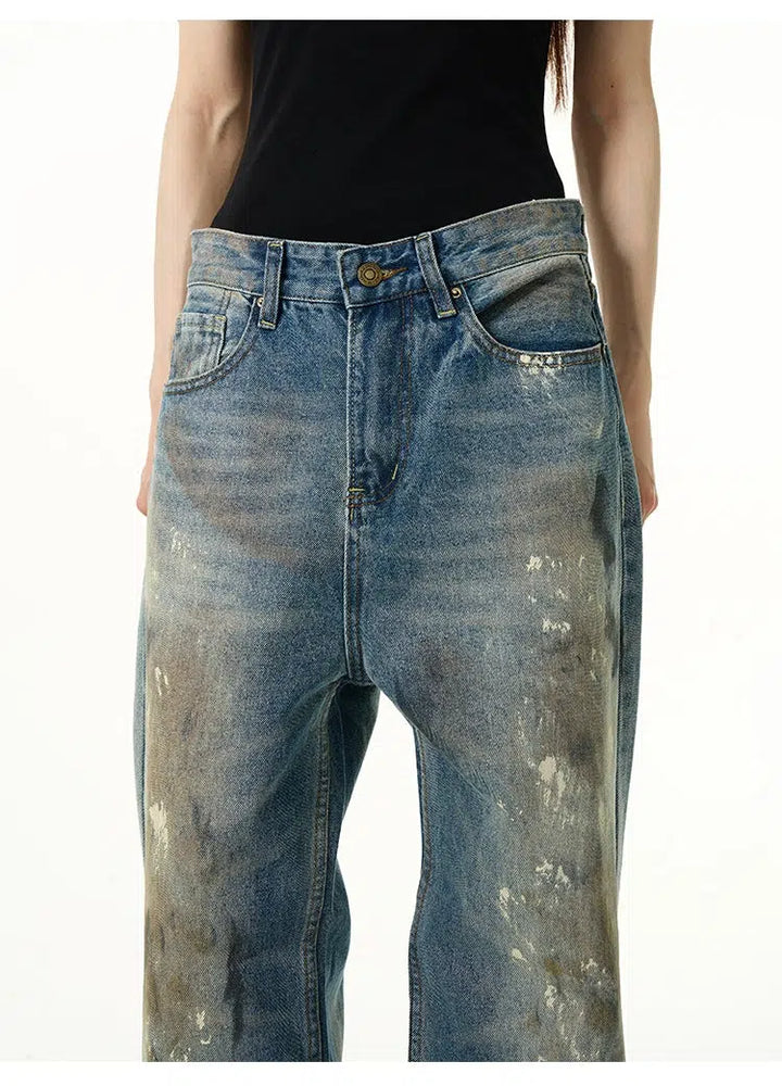 Vintage Distressed Wide-Leg Jeans