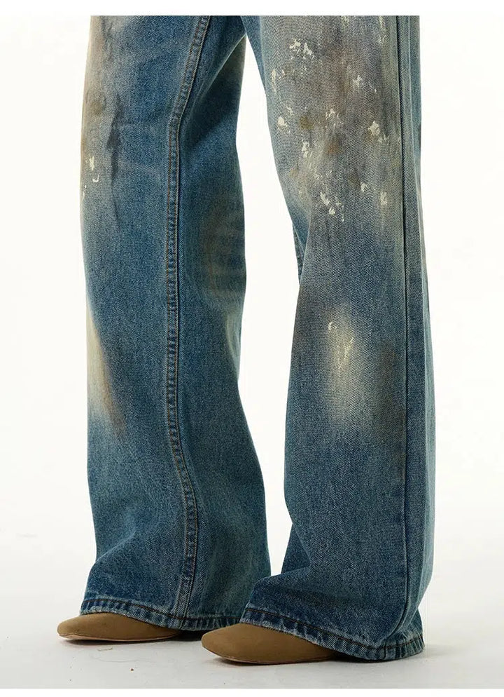 Vintage Distressed Wide-Leg Jeans