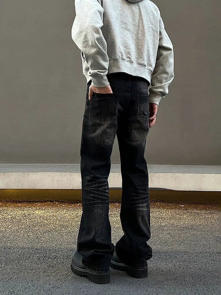 Washed Black Slim-fit Straight-leg Jeans