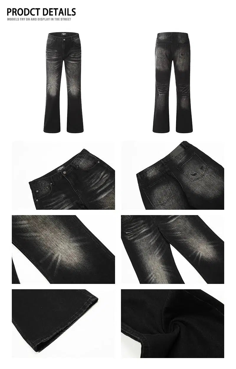 Washed Black Slim-fit Straight-leg Jeans