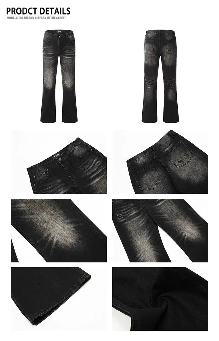 Washed Black Slim-fit Straight-leg Jeans