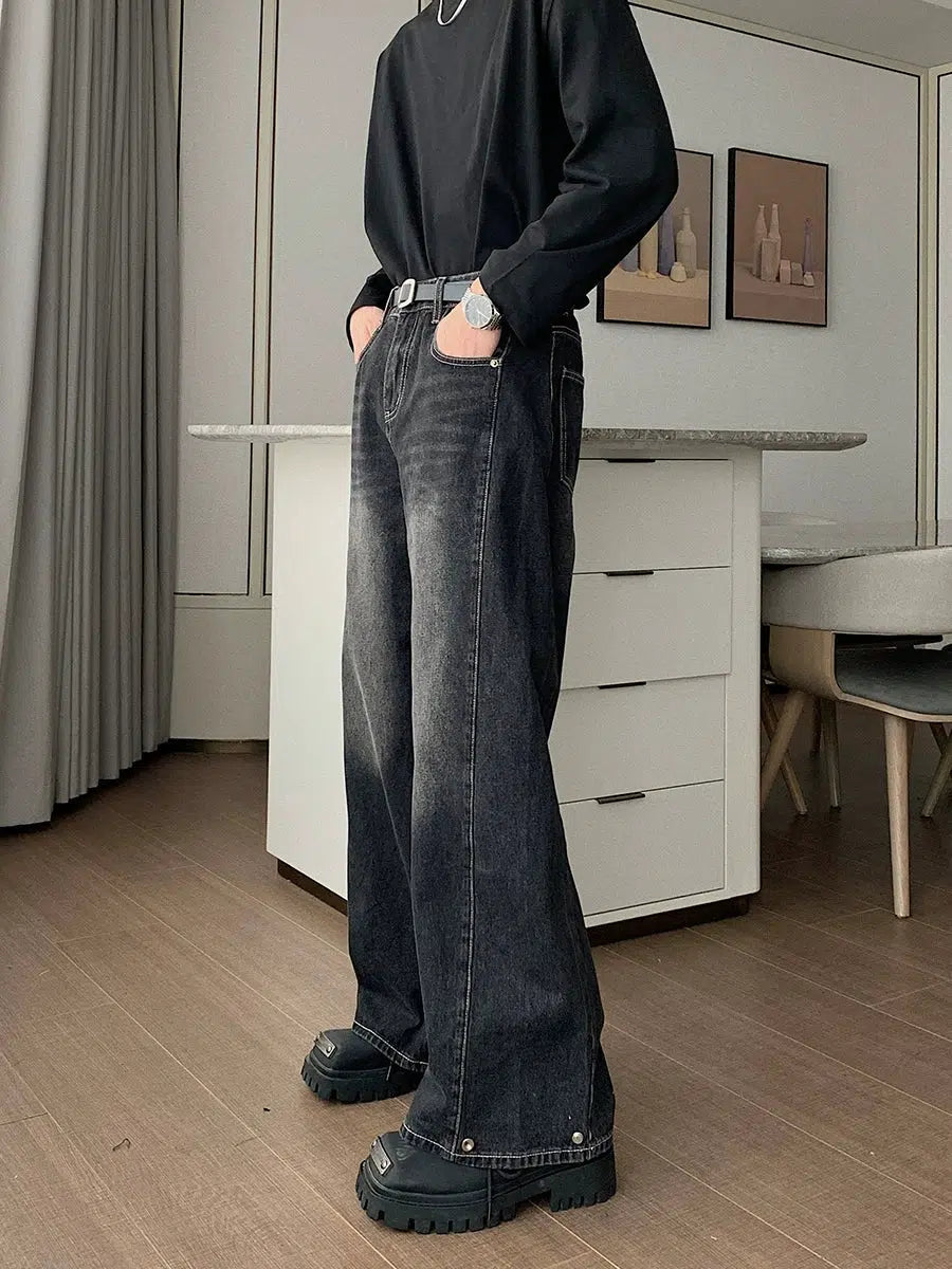 Washed Wide-leg Straight Pants