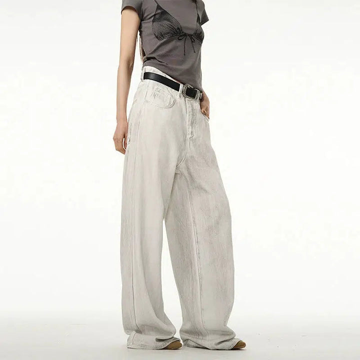 White Wide Leg Straight Pants