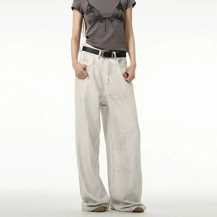 White Wide Leg Straight Pants