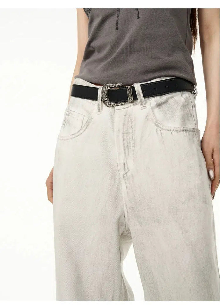 White Wide Leg Straight Pants