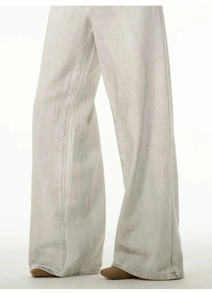 White Wide Leg Straight Pants