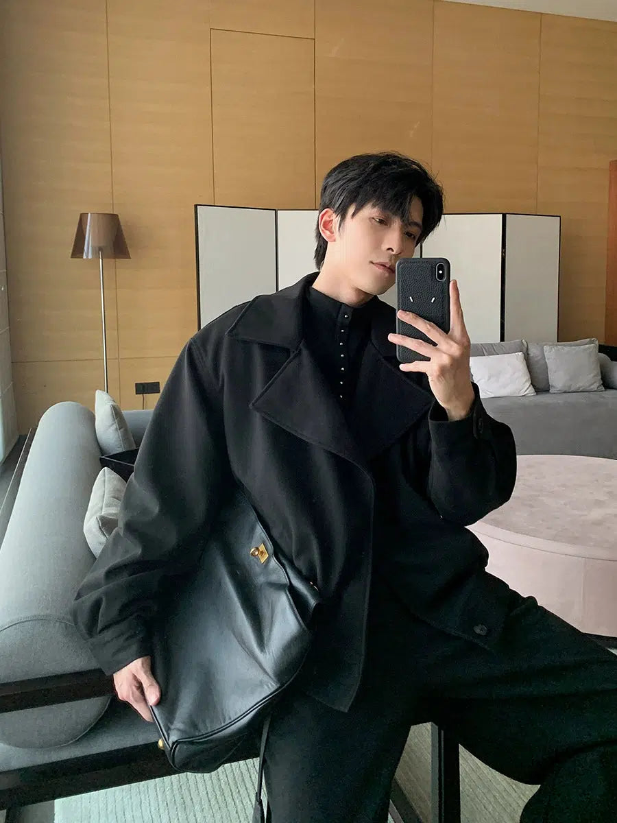 Wide Collar Oversized Jacket Pants Set