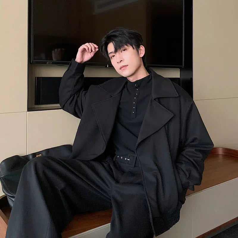 Wide Collar Oversized Jacket Pants Set