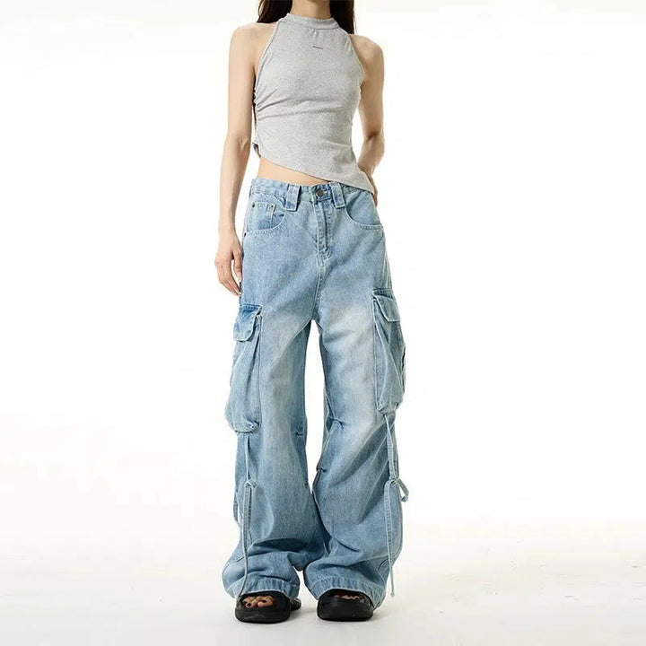 Wide-Leg Cargo Jeans