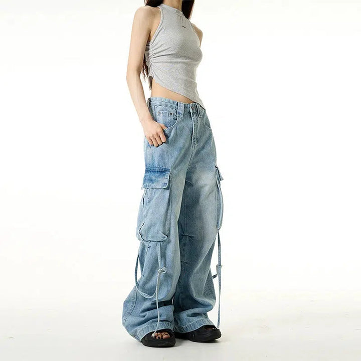 Wide-Leg Cargo Jeans