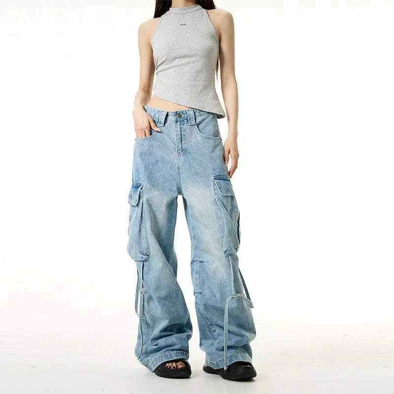 Wide-Leg Cargo Jeans