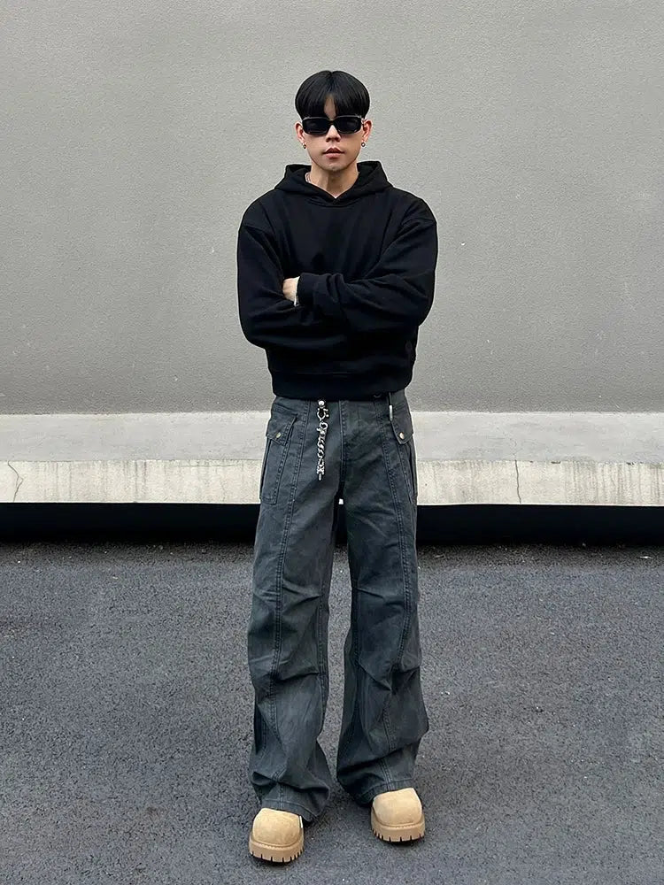 Distressed Pleated Cargo Pants