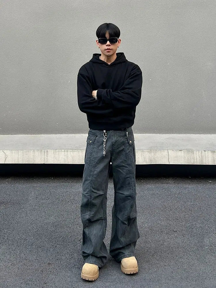 Distressed Pleated Cargo Pants