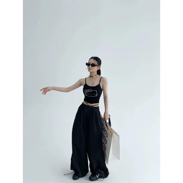 Wide-Leg Casual Drawstring Pants