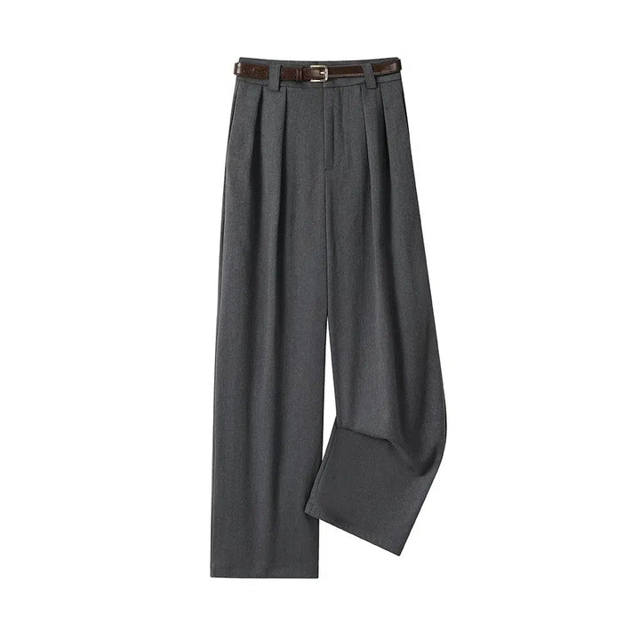 Wide-Leg Casual Pants with Belt