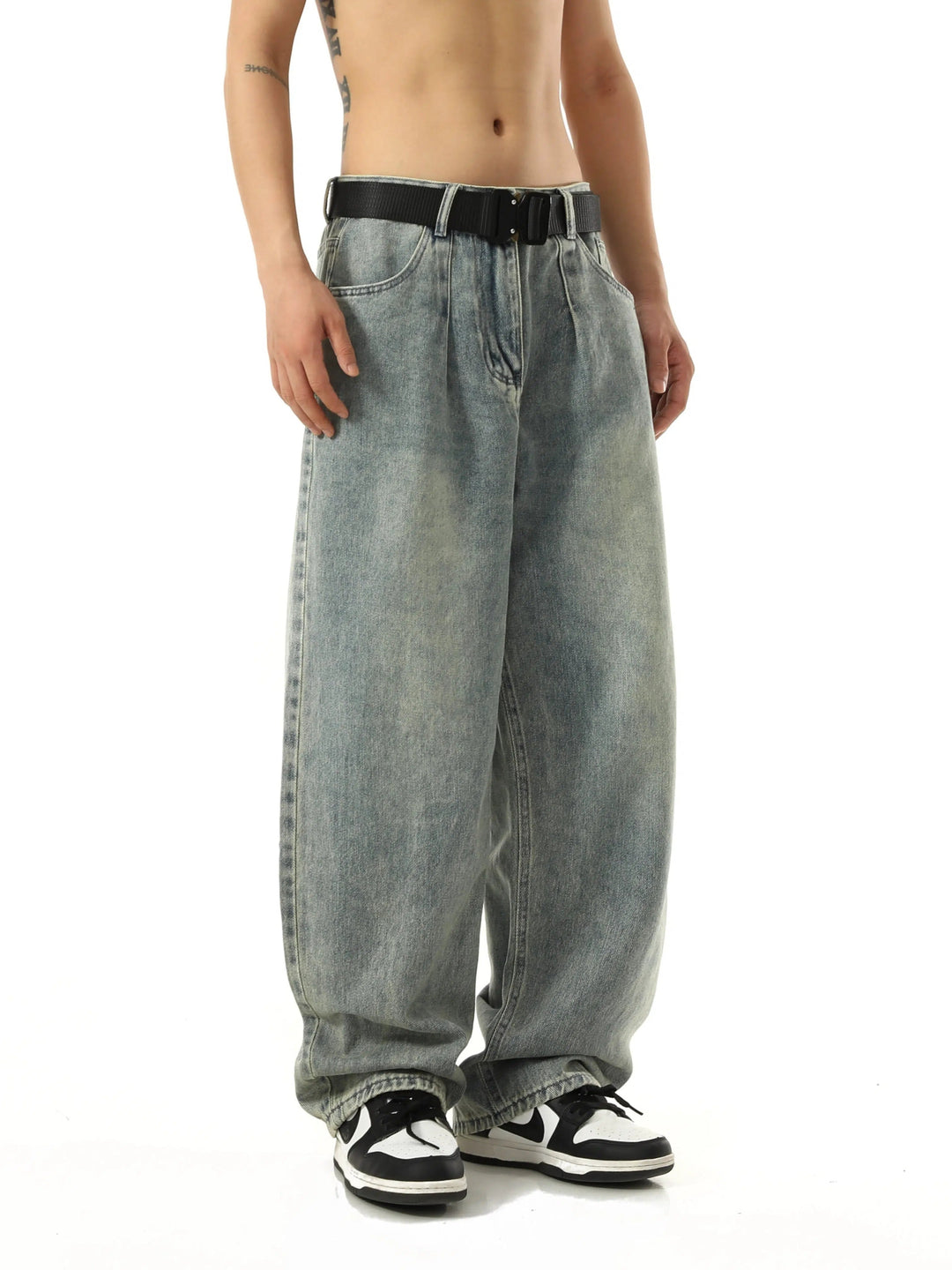 Wide-Leg Denim Pants