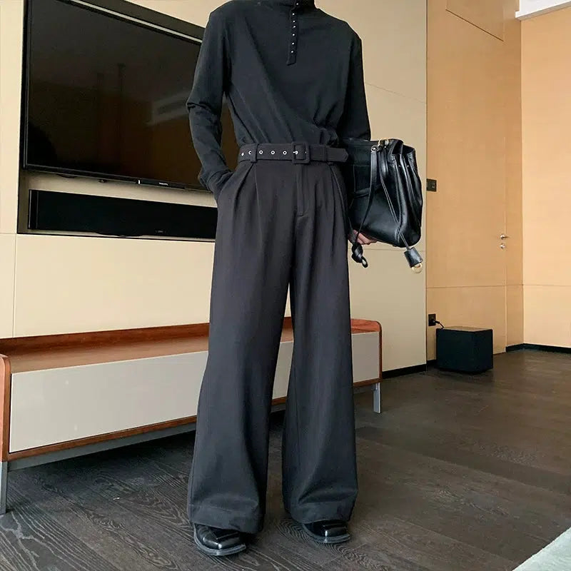 Wide-Leg High-Waist Casual Pants