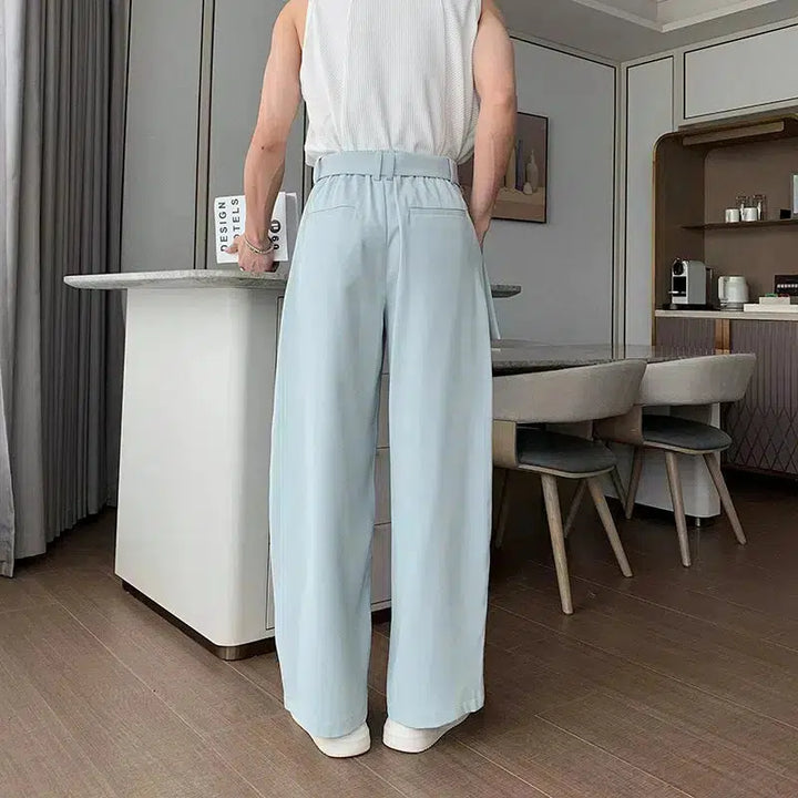 Wide-Leg High-Waist Pleated Pants