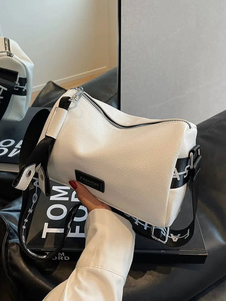 Wide Strap Leather Crossbody Bag