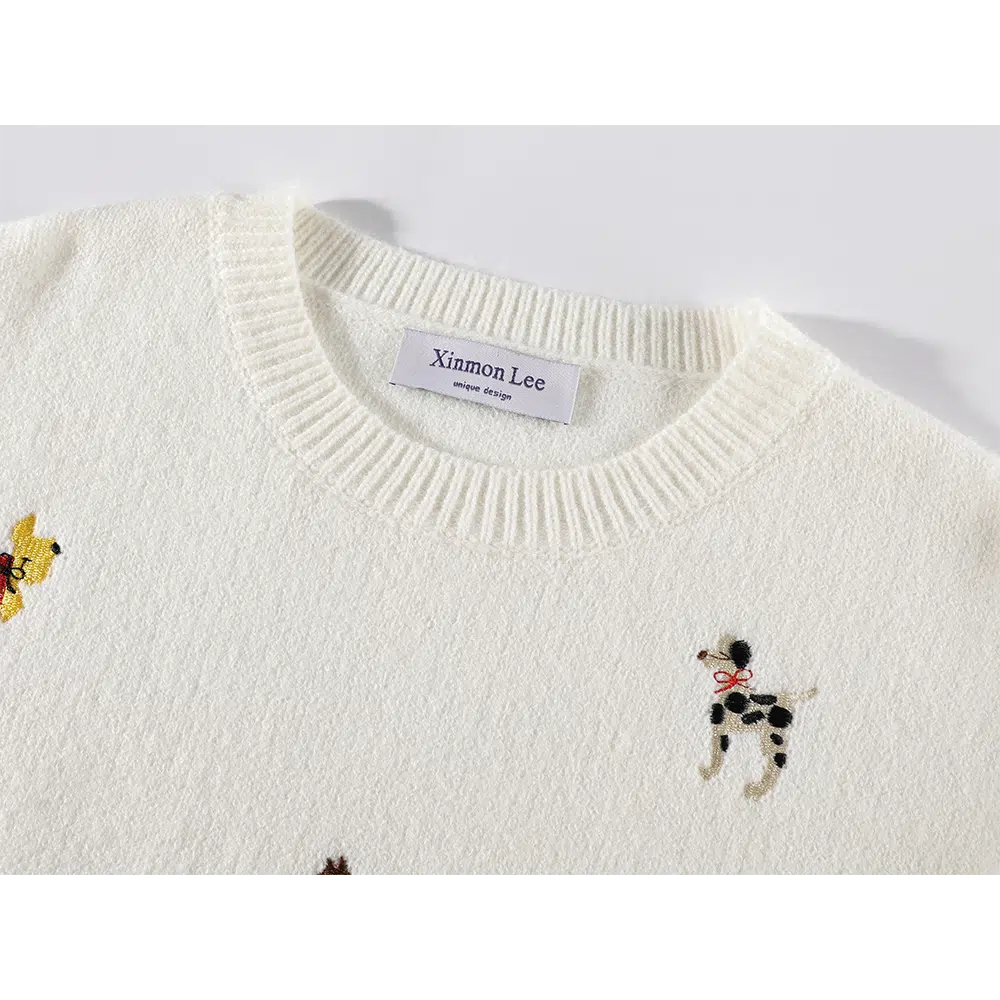 Dog Embroidery Knitwear Sweater